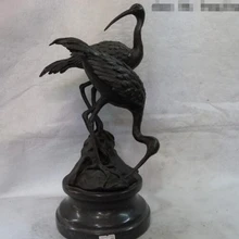 USPS в США S0520 Китайский Чистая Бронза Медь Фэн-Шуй Два японского журавля Искусства Статуя на Мраморном