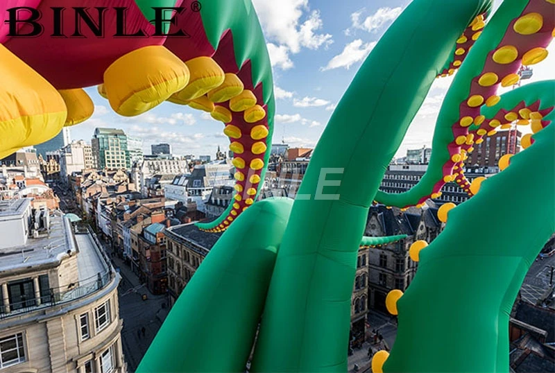 Индивидуальные городские-искусство открытый зеленый гигантский надувной щупальца осьминога надувные чернильные ножки для украшения Хэллоуина