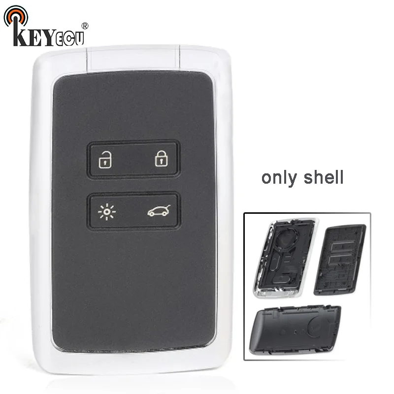 

KEYECU for Renault Espace 5, Megane 4, Talisman Replacement 4 button Remote Key Smart Car key Shell Card Case With Blade