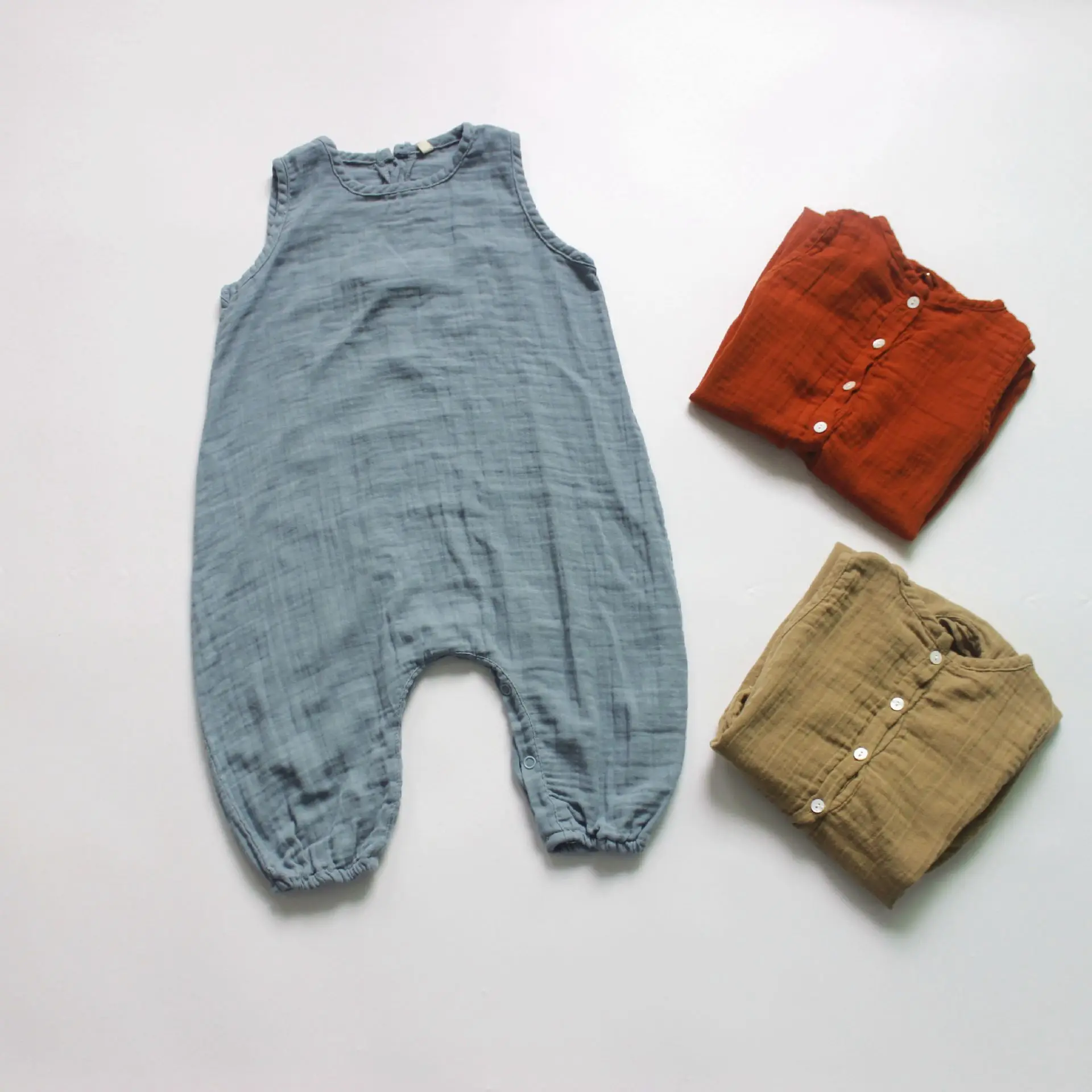 

Korean Fashion Kids Girls Boys Linen Rompers Casual Summer Kids Clothings