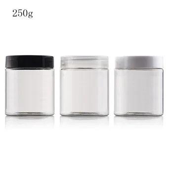 

30pcs/lot 250g Cream Jar,Empty Cosmetic Container,PET Plastic Cream Containers,Clear Cans With Screw Cap Sub-bottling