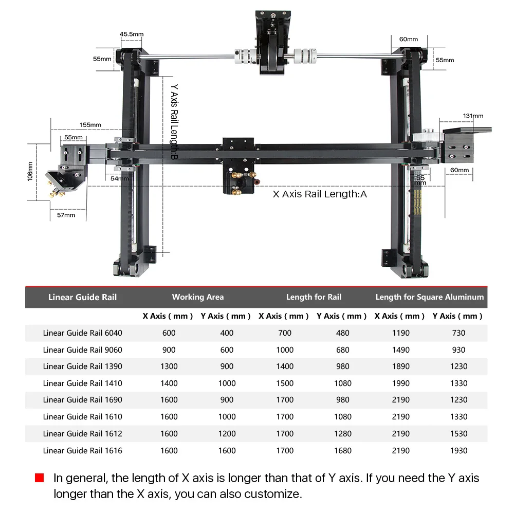 Набор механических деталей 900 мм* 600 мм, одноголовый лазерный набор, запасные части для DIY CO2 Laser 9060 CO2, станок для лазерной гравировки и резки