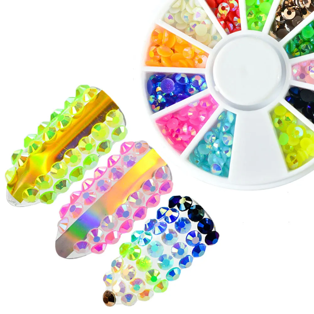 

1 pcs Nail Art Rhinestone Wheel Mixed 12 Color Resin Jelly Shimmy 3D Decorations Manicure Tips Nail Studs Accessory CH420