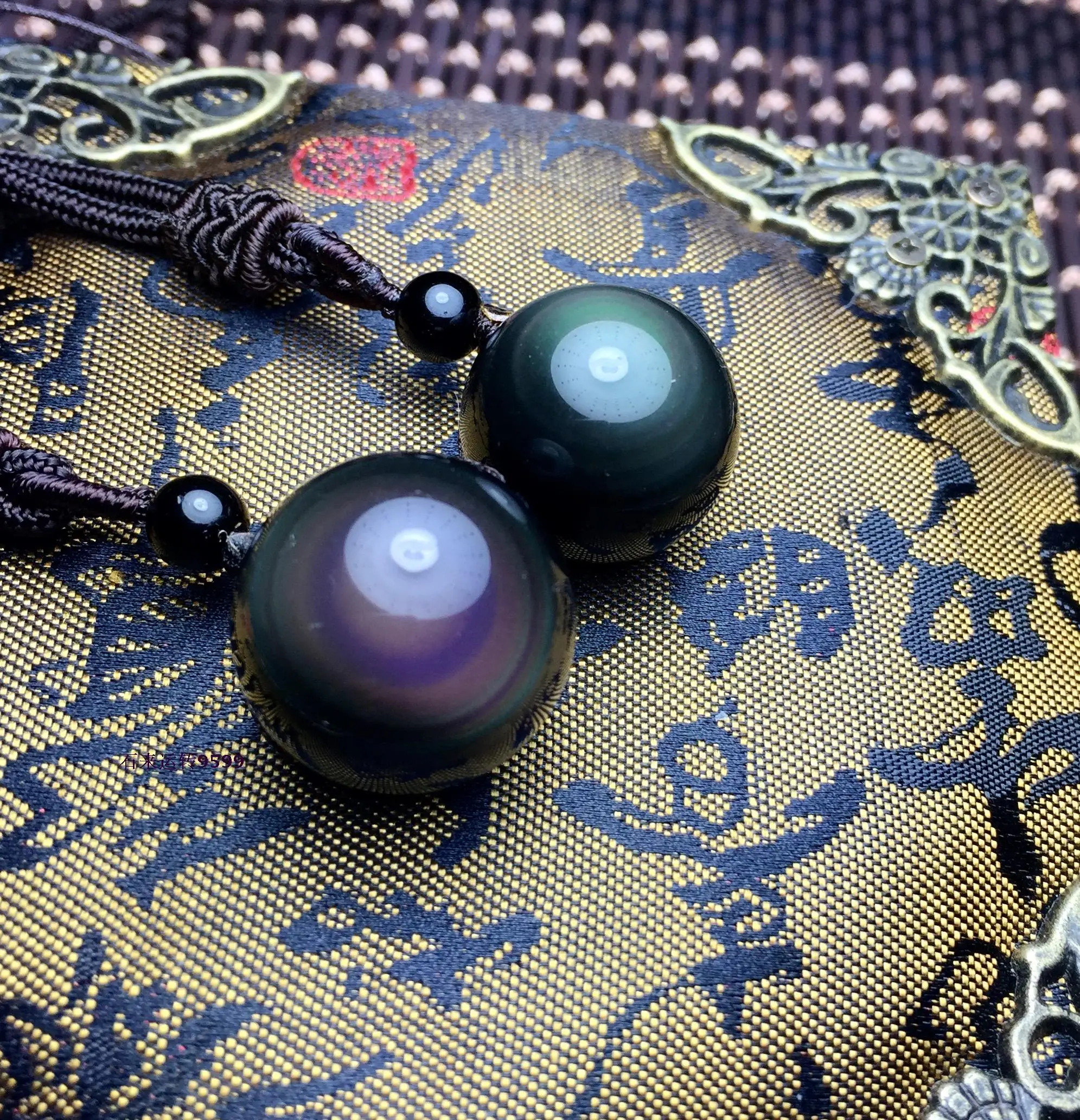 

5pcs High quality natural obsidian stone pendant pendulum color eyes pendants Purple rope chakra pendule suspension healing