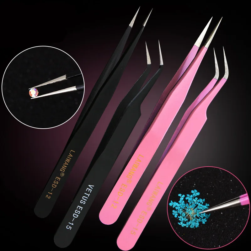 

1pc Nail Art Rhinestones Decorations Tweezers Dry Flower Pearls Crystal Diamonds Picking Tool Manicure Accessory New Design Gift
