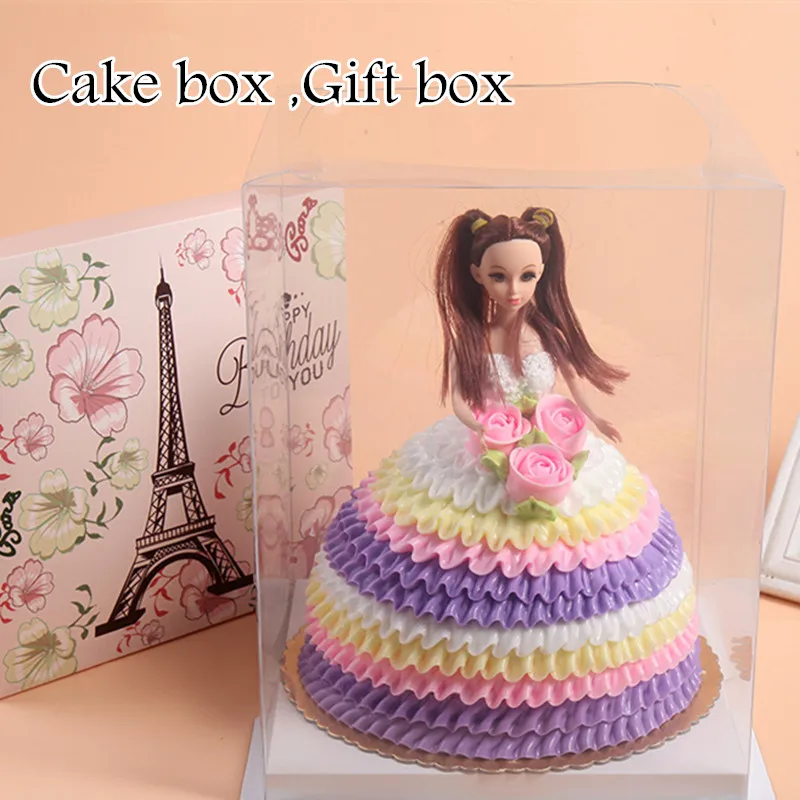 

2018 birthday cake box Gift Box Custom transparent pet inches heightening thick 6/8/10/12 plastic baking packaging free shipping