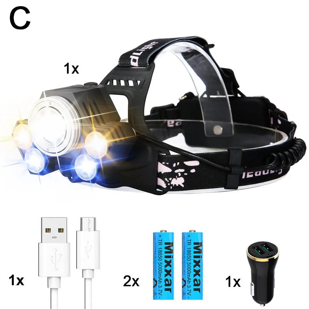 ZK20 дропшиппинг светодиодный налобный фонарь 5 режимов USB Перезаряжаемый водонепроницаемый налобный фонарь 3 светильник для кемпинга супер яркий головной светильник - Испускаемый цвет: Battery Charger