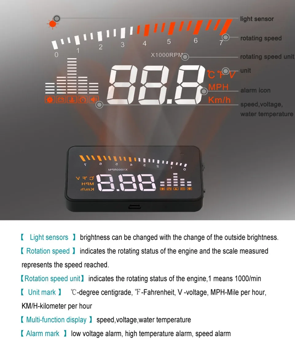 X5 OBD Hud Умный Цифровой измеритель автомобильный HUD Дисплей автомобильный Стайлинг скоростной сигнализации OBDii OBD2 датчик туристический компьютер