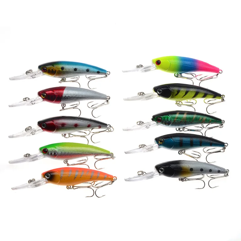 Amlucas Рыболовная Приманка Minnow 10 видов цветов 9 см 7 8g жесткие приманки бас крючок