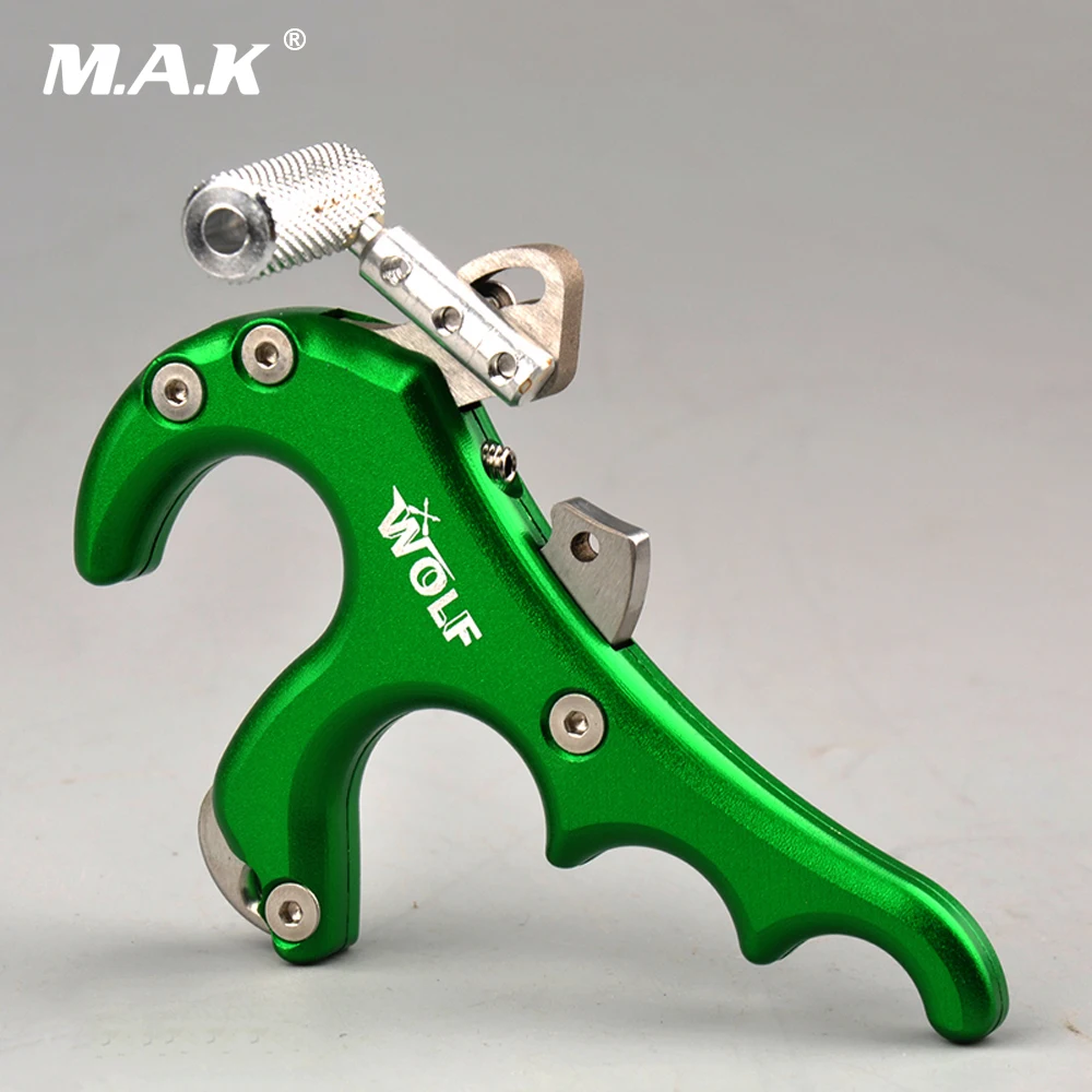 

WOLF Stainless Steel 4 Fingers Archery Grip Caliper Release Aid in Green Color for Compound Bow Outdoor Sport