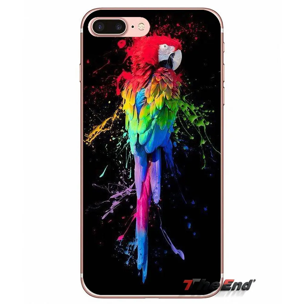 For iPhone X 4 4S 5 5S 5C SE 6 6S 7 8 Plus Samsung Galaxy J1 J3 J5 J7 A3 A5 Rainbow flower Bird Ringneck Parrot Case