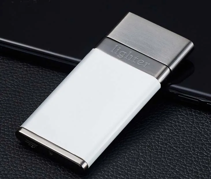 USB Зажигалка - Цвет: white and silver