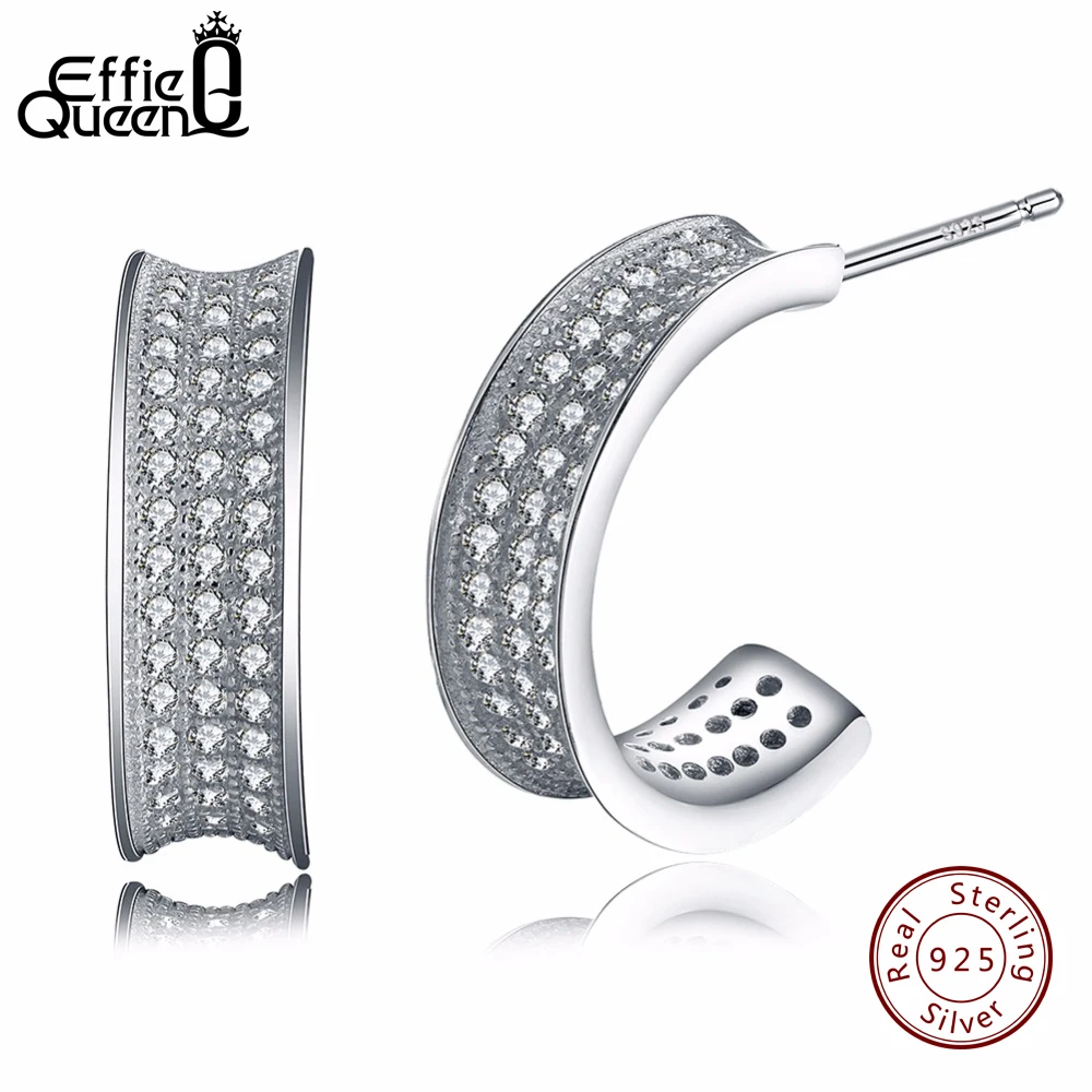 

Effie Queen Sterling Silver Fashion Stud Earrings Jewelry Women Unique Design Earrings for Wedding Party Sport BE17