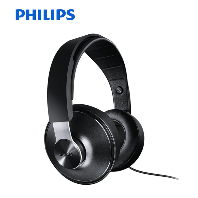 Philips SHP8000 Профессиональные наушники с длинными проводами микрофон Регулятор громкости гарнитура для Xiaomi MP3 официальная проверка - Цвет: Black