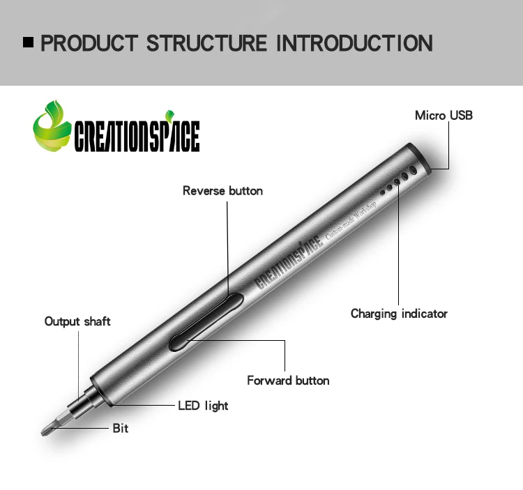 Creationspace CS03B Мини электрическая отвертка инструменты для ремонта мобильных телефонов, очков, компьютеров