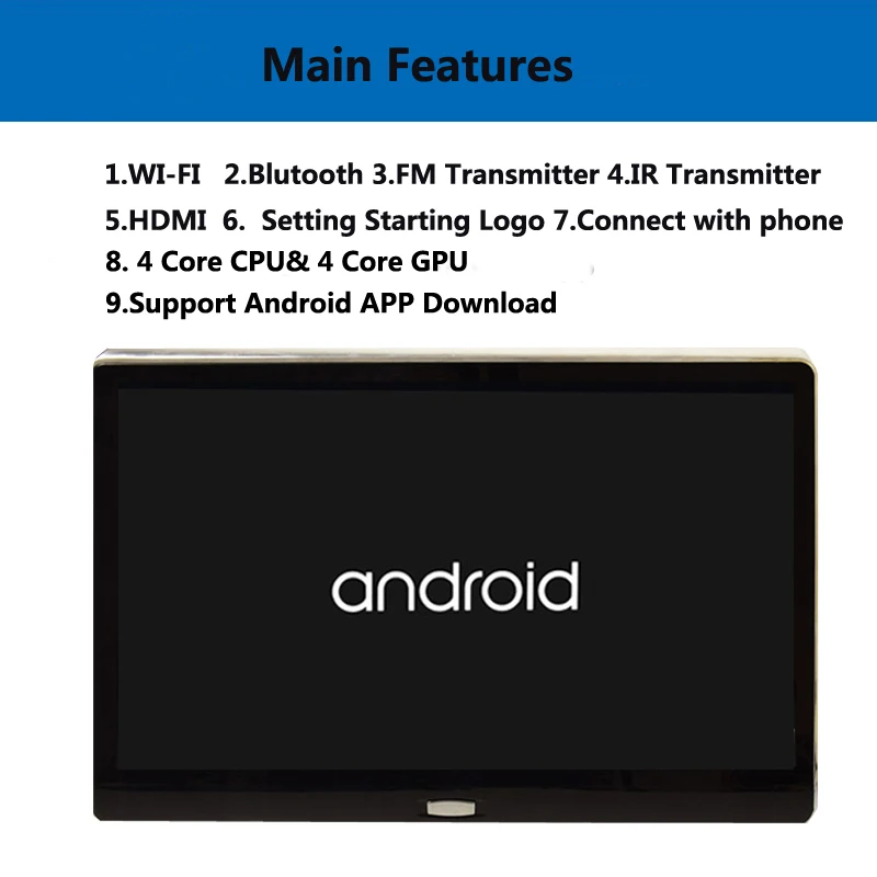 Cemicen 11,6 дюймов Android 6,0 Автомобильный монитор на подголовник HD 1080P видео ips сенсорный экран 3g/wifi/USB/SD/HDMI/IR/FM/Bluetooth/динамик