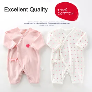 

New Fall Baby Boys Girls Cotton Long Sleeve Side Open 1piece Butterfly Romper Body Overall Infant Unisex Clothes Born 3m