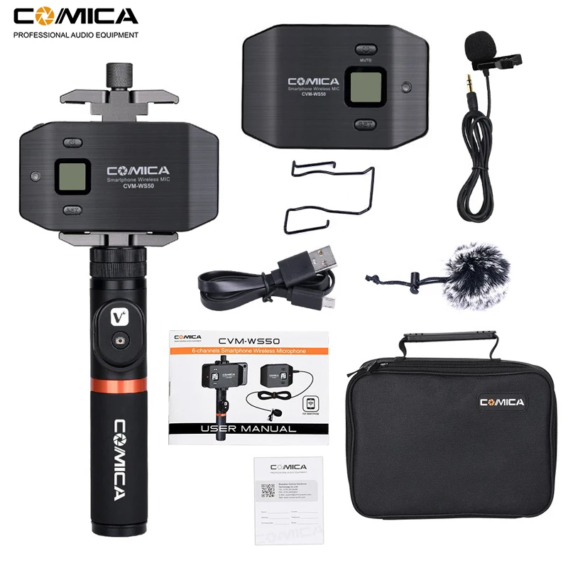 Беспроводная петличная микрофонная система Comica CVM WS50 6 каналов для смартфонов iPhone