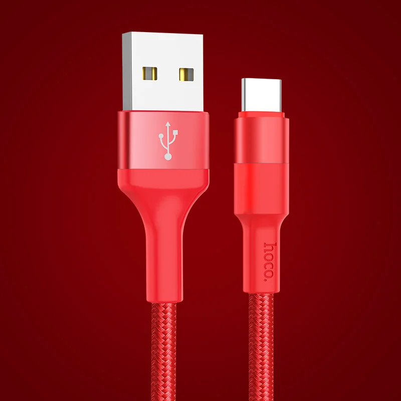 HOCO кабели для мобильных телефонов usb type C кабель 2A USB-C кабель передачи данных для быстрой зарядки для samsung S9 Xiaomi Mi 8 huawei P20 lite - Цвет: Красный