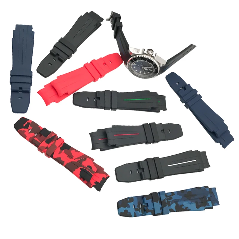 20mm 21mm Rubber Silicone Watch Strap Fashion Sport Needle Buckle Watchband for Daytona Submariner DEEPSEA GMT Watch Accessories