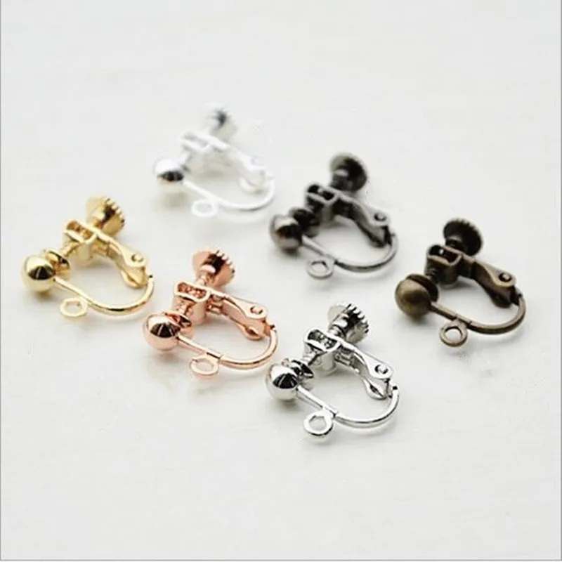 

10pcs/lot Silver Gold Bronze Screw Earring Clip No pierced Ear Wire Clip Stud Earrings DIY Jewelry Making Findings Z252