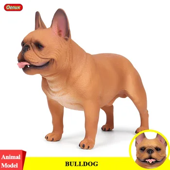 

Oenux 19x7x15cm Classic Cute French Bulldog Simulation Animals Big Pet Dog Action Figures Model Figurine PVC Collection Kids Toy