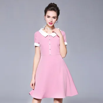 

Plus Size Ladies Summer Dress beaded peter pan collar beaded beautiful pinched waist slim fit party dress casual Vestidos XXXXXL