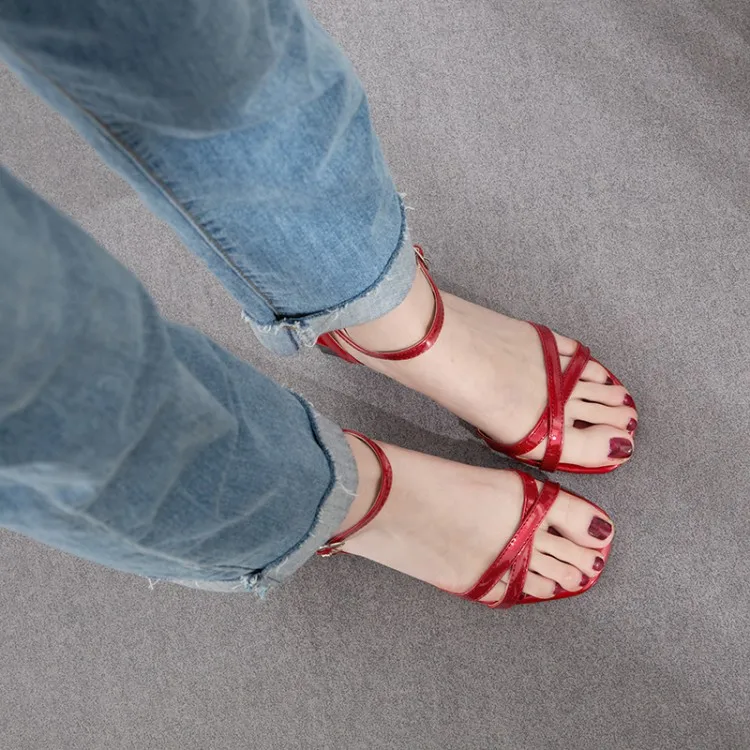 

Big Size 11 12 13 14 15 16 high heels sandals women shoes woman summer ladies Plain high-heeled thick-heeled sandals