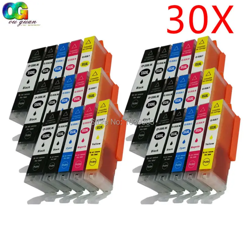 30X Compatible Inks For PGI 550 XL CLI 551 XL Canon Pixma Printer Ink