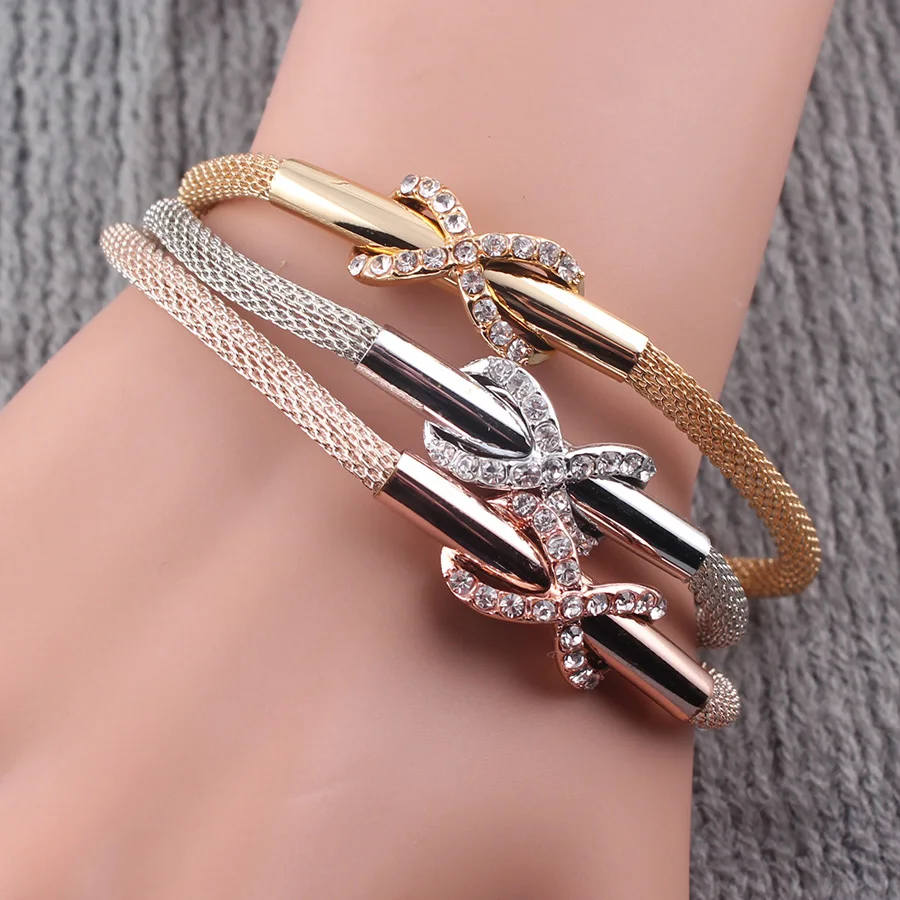 Magnetic Clasp Infinity Bracelets for Women Gold Color Snake Chain Bracelet Female Crystal Jewelry