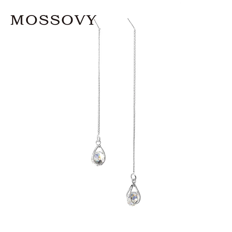 Mossovy Циркон Капля воды кисточка Асимметричные Висячие серьги для женщин модные