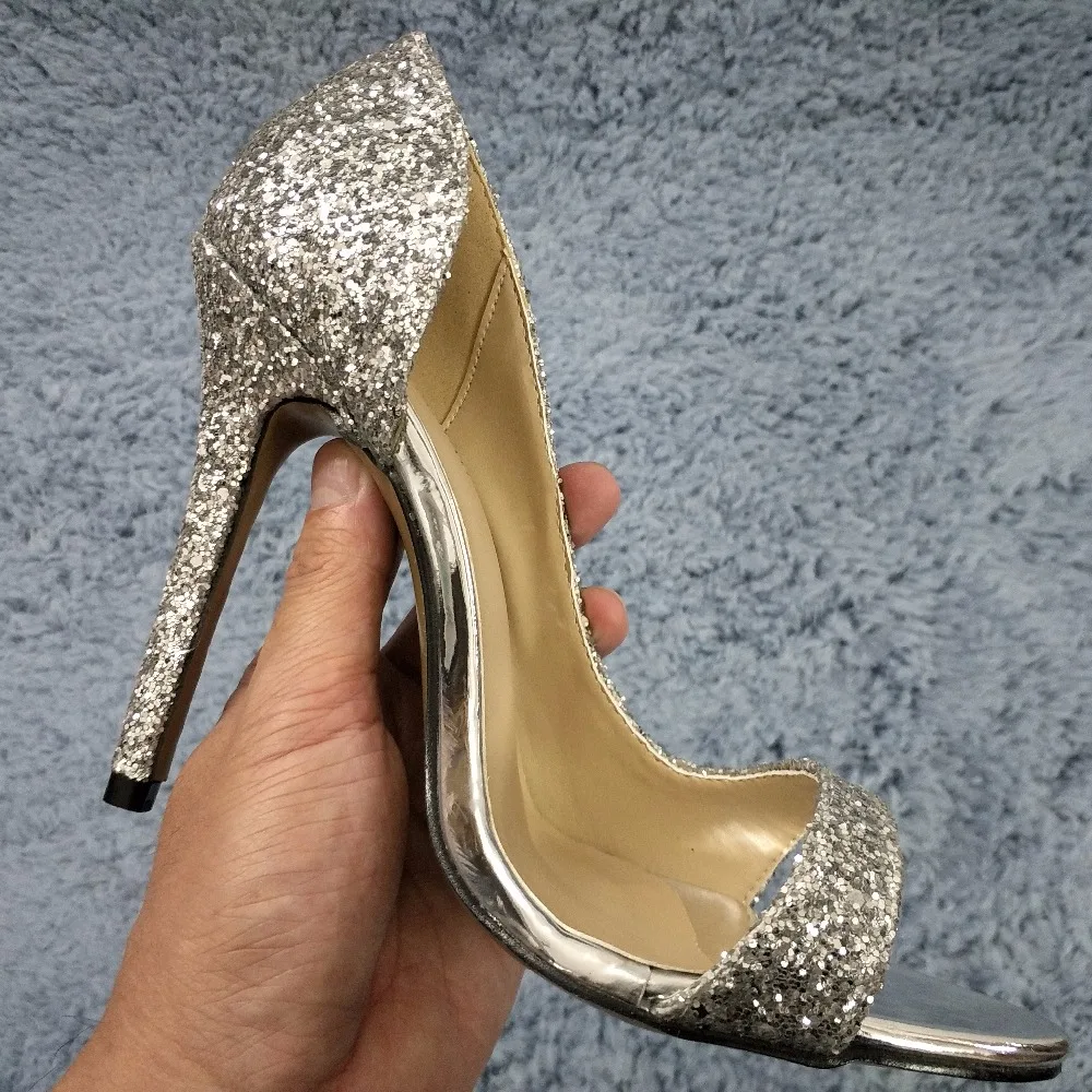 CHMILE CHAU/пикантные женские свадебные туфли с золотыми блестками туфли-лодочки на высоком каблуке-шпильке с открытым носком большие размеры; zapatos mujer; 0640C-Q2