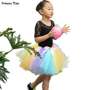 

Candy Rainbow Tutu Skirt Fluffy Children Ballet Kids Pettiskirt Baby Girls Skirts Princess Tulle Party Dance Skirt Cute Tutu