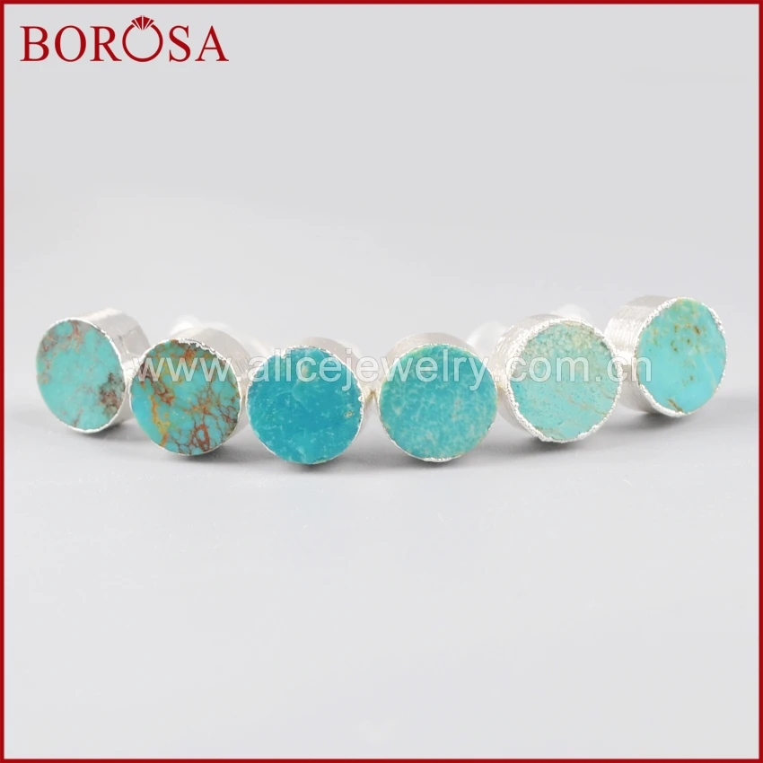 Женские сережки гвоздики BOROSA маленькие круглые серьги из натурального голубого