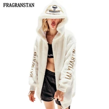 Женское Новое толстое теплое меховое пальто с капюшоном, женская модная повседневная верхняя одежда высокого качества с вышитыми буквами размера плюс, куртка JQ492