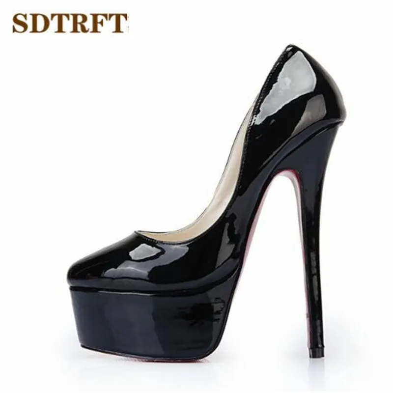 SDTRFT Plus:45 46 47 48 Stilettos zapatos 16cm thin heels Patent leather platform wedding shoes woman sexy Shallow Mouth pumps SDTRFT Plus:45 46 47 48 Stilettos zapatos 16cm thin heels Patent leather platform wedding shoes woman sexy Shallow Mouth pumps