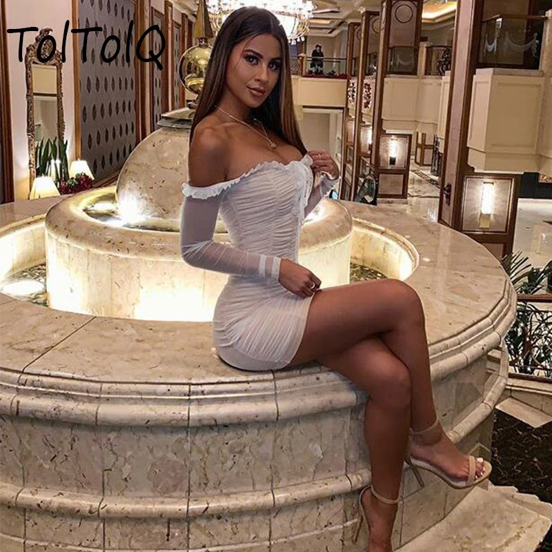 TolTolQ 2019 сексуальное платье без бретелек короткое Кружевное Женские однотонные
