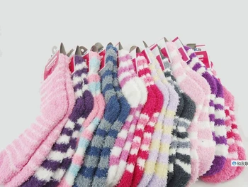 

Free Shipping+Wholesale women's winter to keep warm coral fleece Fashion able sweet candy socks,360pairs/lot