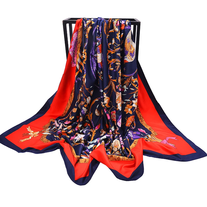 130*130 см квадратный твил шелк роскошный женский шарф Брендовая Дизайнерская обувь платки большой хиджаб печатные шарфы модные палантин шаль