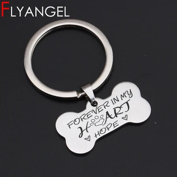 

New Creative Bone Keychain Engraved Forever In My Heart Hope Cute Key Holder Car Key Tag For Dog Lover Dog Loss Keyring Gifts