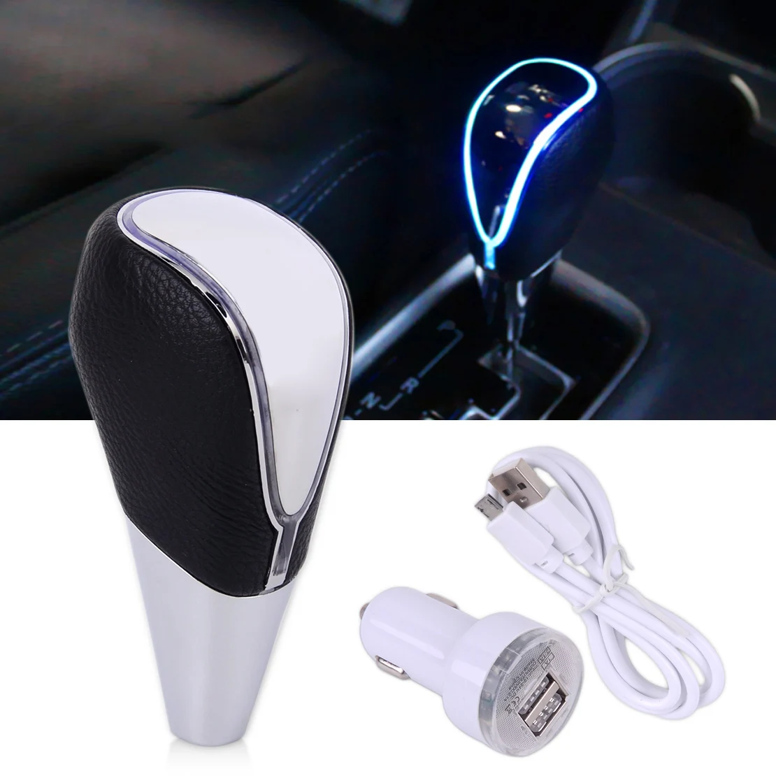DWCX Blue Automatic Gear Shift Knob Touch Activated Full LED RGB For