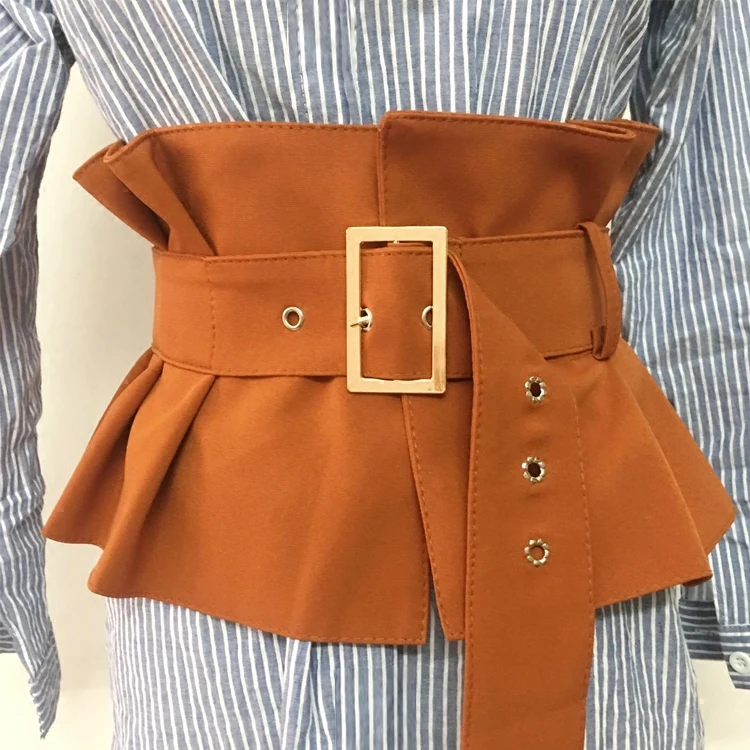 Online Ruffles Cummerbund Women 2018 Slim Wide waist adjustable Belt clothes Dress accessories Korean style BT086S30