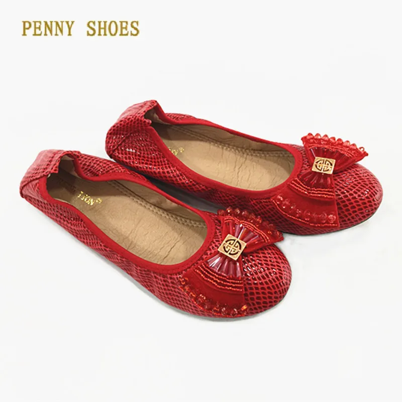 

Autumn shoes with a rhinestone bow Comfy flat dancing shoes