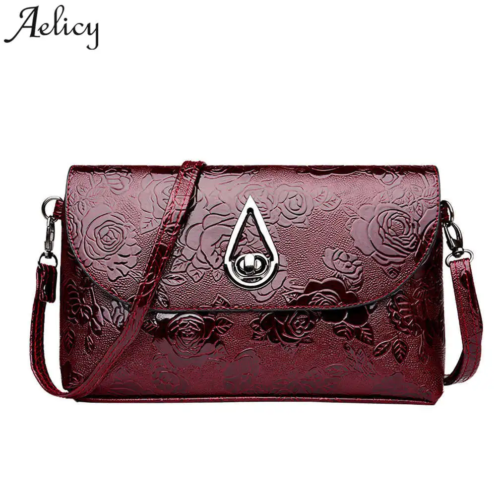 Aelicy عالية الجودة براءات الاختراع والجلود النساء السيدات حقيبة كروس بودي رسول حقائب كتف خمر حقائب 2018 بولسا Feminina