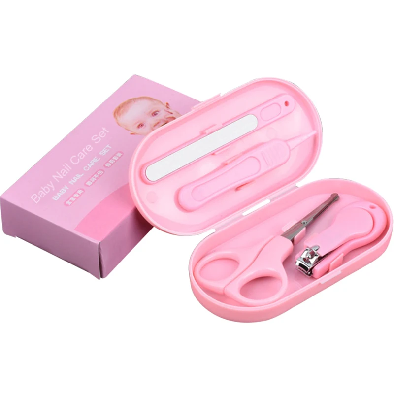 4 шт. детские наборы для ухода за здоровьем, портативный набор для ухода за новорожденными, ножницы для стрижки ногтей, набор для безопасного ухода за ребенком, дорожные инструменты - Цвет: Pink