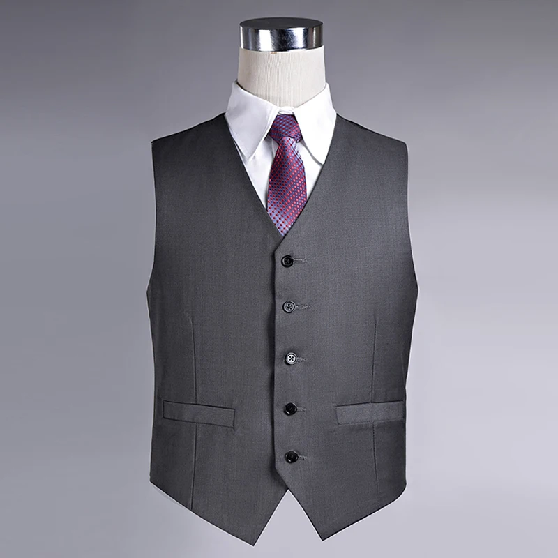 2017 New Arrival Men Slim Fit Grey Vest Formal Business Work Suit Vest in Vests from Men's
