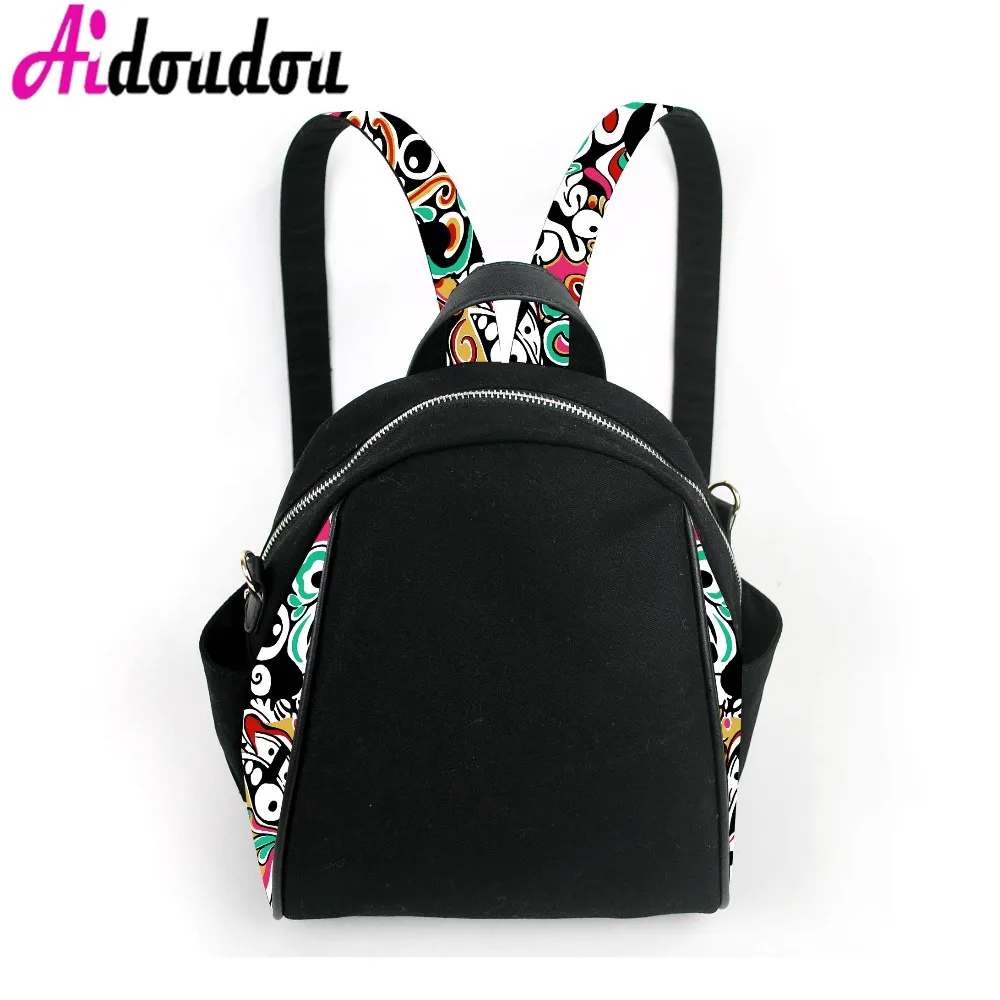 

Fashion Flowers Printing Canvas Backpacks Female Drawstring Style Travel Rucksack Teenagers Girls Colorful School Bags