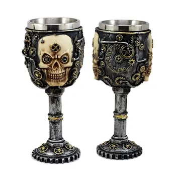 

Coolest Gothic Resin Stainless Steel Dragon Skull Goblet Retro Claw Wine Glass Cocktail Glasses Whiskey Cup Party Bar Drinkware