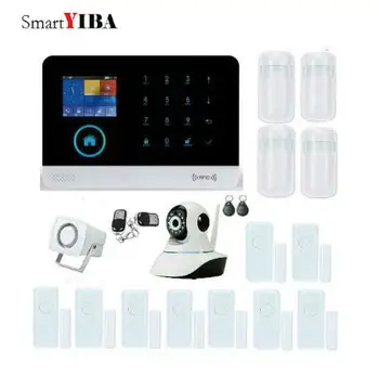 

SmartYIBA APP Control Security Smart Wireless Shop Alarm System With White Siren Horn Network Camera SMS GPRS Alarm Kits