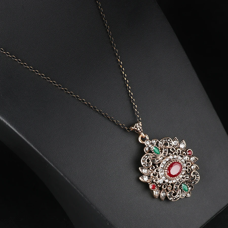 3-Kinel-2018-New-Vintage-Jewelry-Ethnic-Pendant-Necklace-For-Women-Ancient-Gold-Color-Geometric-Necklace-Crystal